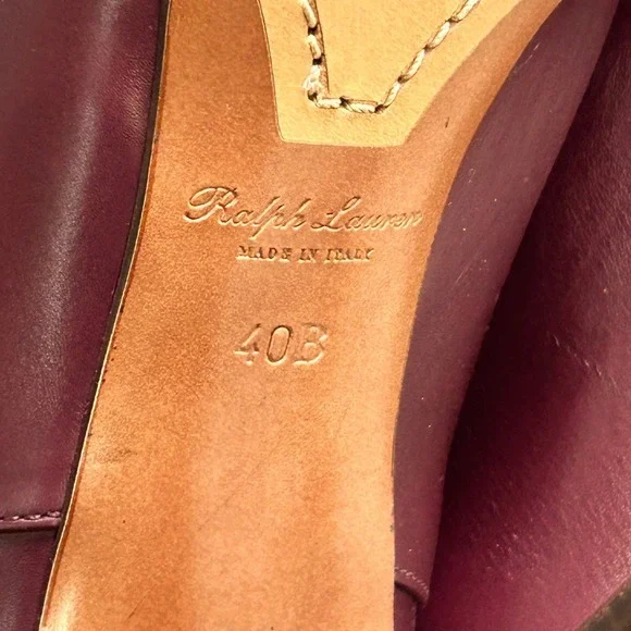 Ralph Lauren Collection Ankle Boots size 40 / 10 Burgundy‎ Heel Buckle Italy - Picture 11 of 12